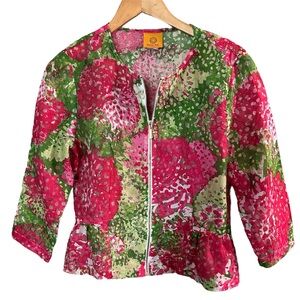 Ruby Rd women multi color blouse pink green and white size Small